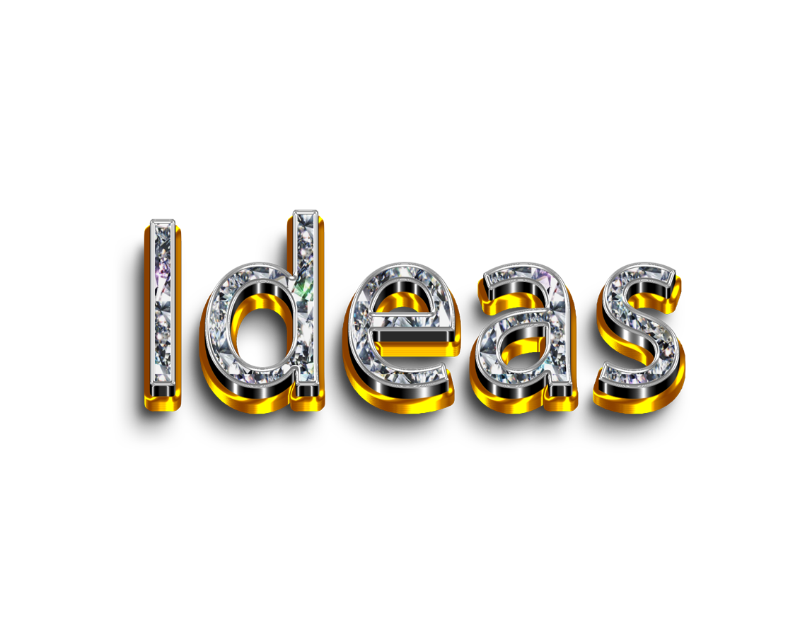 Ideas png, word Ideas png, Ideas word png, Ideas text png, Ideas letters png, Ideas word diamond gold text typography PNG images transparent background
